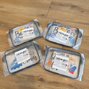 Set 4, Beach Cruise Themed Packing Cubes, makeup swim organizing suitcase bags